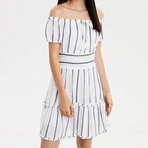 American Eagle Outfitters Women's Striped Off the Shoulder Dress in size L NWT